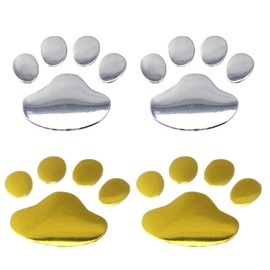 AVILMORE 3D 3D Paw Sticker Car Sticker Set of 2 Silver + 2 Gold