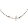 Diamond2Deal Sterling Silver Rhodium-plated Large Sideways Curved Cross Necklace