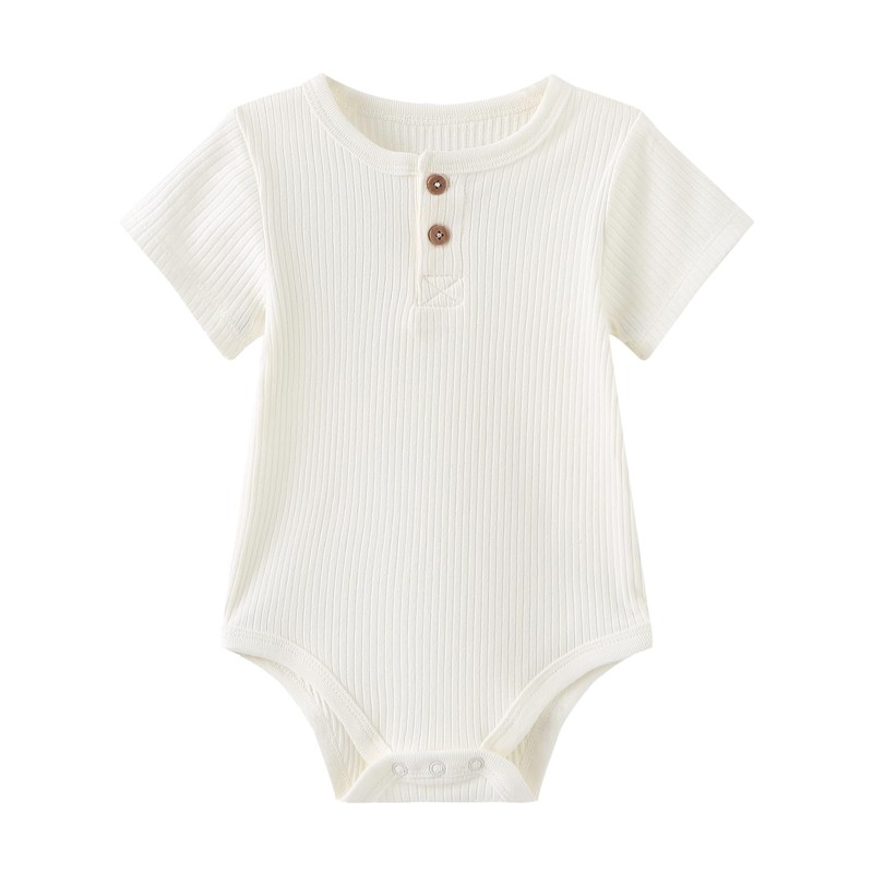 Ruliby Newborn Baby Romper Ribbed Infant Boy Bodysuit One-Piece Outfit