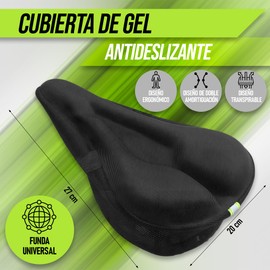 Protezione per sella in gel per bicicletta, coprisella imbottito, 20 x 27 cm, per uso quotidiano in bicicletta statica o urbana