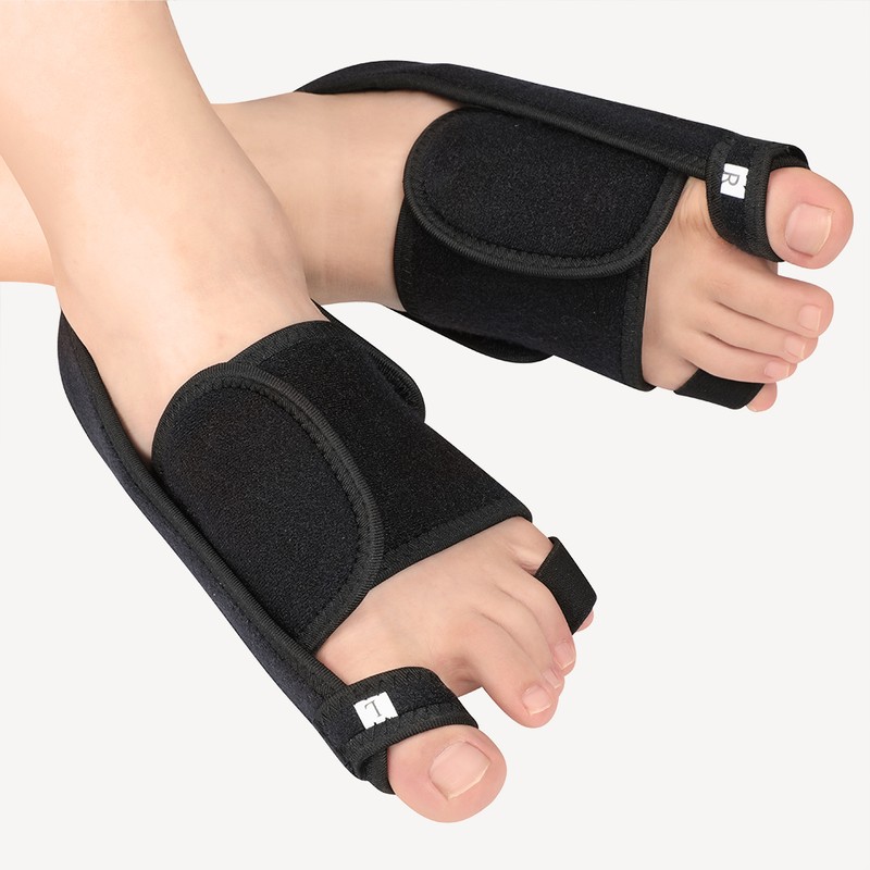 Reinforced aluminum bar thumb valgus orthosis black PU latex stripe
