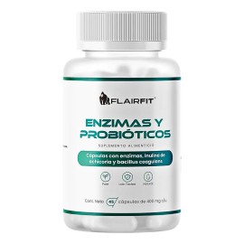 Flairfit Probiticos con Bacillus coagulans, 45 cpsulas  450 millones UFC por porcin  Con mezcla de enzimas, inulina, jengibre, vitamina B3...         