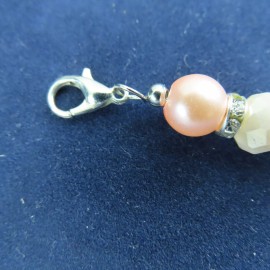 Pemby Studio SPARKLY BLUSH PINK Beaded Charm Zipper Pull Planner Journal Keychain Add On Clip