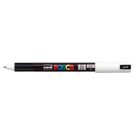 Posca - Marcador auténtico, 1 marcador de pintura de grado profesional blanco con punta extra fina de 1 MR