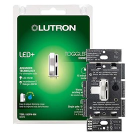 Lutron Toggler LED+ Dimmer Switch | 150-Watt, Single-Pole/3-Way | TGCL-153PH-WH | White