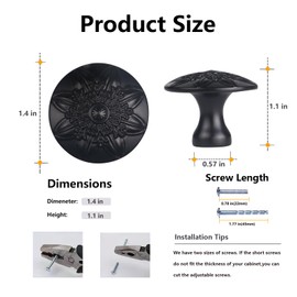 Xlroaafs 16 Pack Black Cabinet Hardware Knobs,1.4" Round Matte Black Kitchen Handles for Cabinets and Drawers Drawer Pulls and Knobs