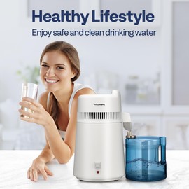 VIVOHOME Water Distiller Countertop 1.6 Gallon/6L 900W Distilled Water Machine with Smart Switch Purifier Filter for Home Office, White