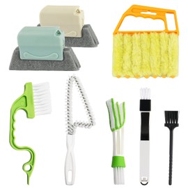 8 Pcs Hand-held Groove Gap Cleaning Tools - Door Window Track Crevice Cleaning Brushes Blind Cleaner Duster, Window Magic Cleaning Brush for Shower Door, Car Vents, Air Conditioner, Keyboard, Shutter