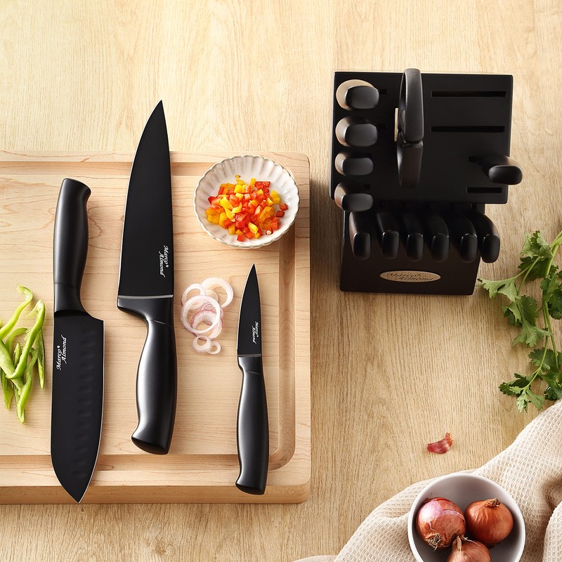 Marco Almond® Kitchen Knife Set with Block and Sharpener MA23,