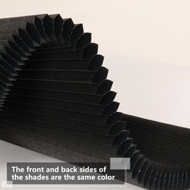 SEEYE Arch Window Blackout Shades, Pleated Fabric Blind (Radius: 36'') Half Circle Cellular Cordless Semicircular Blinds with No Tools, Half-Round Shade Easy to Cut and Install, Black