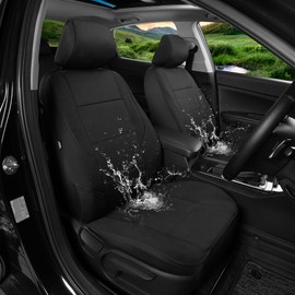 GIANT PANDA Waterproof Neoprene 2 Pack Front Car Seat Covers Custom Fit Chevy Silverado & GMC Sierra 1500 2500 3500 2007-2026 Crew Extended Double Cab Trucks, Leak-Proof Wetsuit (Black)