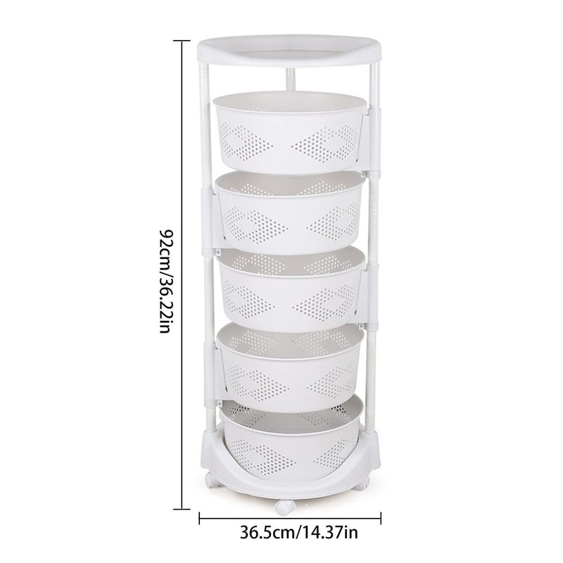 Kaibrite Rotating Kitchen Storage Rack, Multi-Layer Revolving Basket Kitchen Shelf