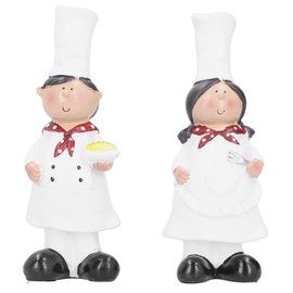 Resin Couple Chef Figurine Sculptures Statues Decor Kitchen Bar Cabinet Bakery Decoration Gift