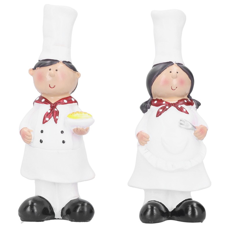 Resin Couple Chef Figurine Sculptures Statues Decor Kitchen Bar Cabinet