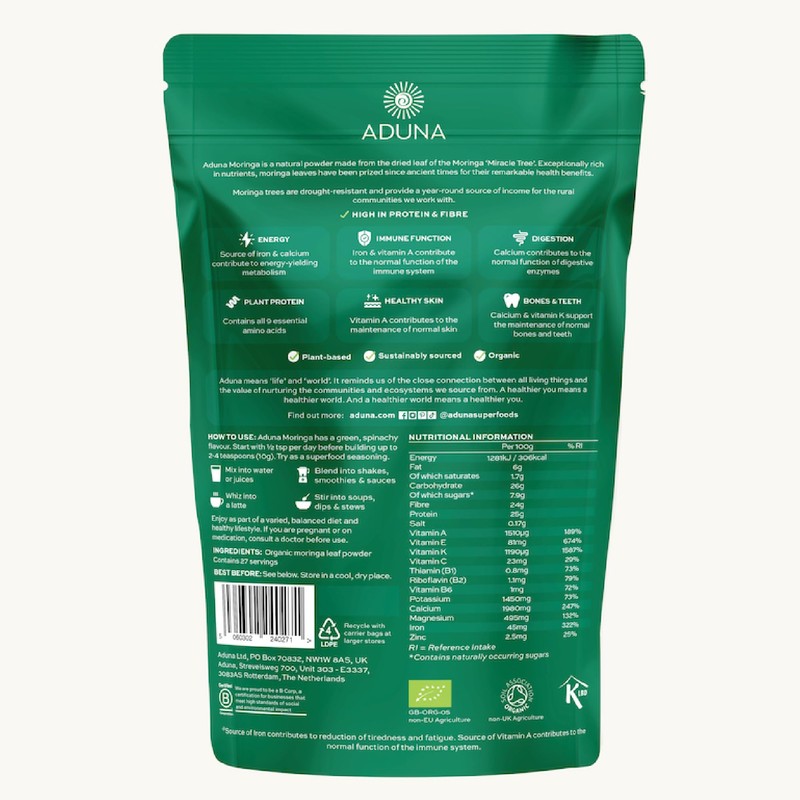 Aduna Organic Moringa Powder | 100% Pure Moringa Leaf for