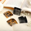 4pcs French Hair Side Combs, Black & Dark Leopard Small