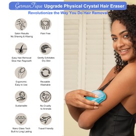 GERMANTIQUE Kristall-Haarradiergummi, natürlicher Kristall-Haarentferner, schmerzfreies Nanoglas-Haarentfernungsgerät, sanfter Kristall-Epilierer und Peeling für seidig glatte Haut(Aqua)