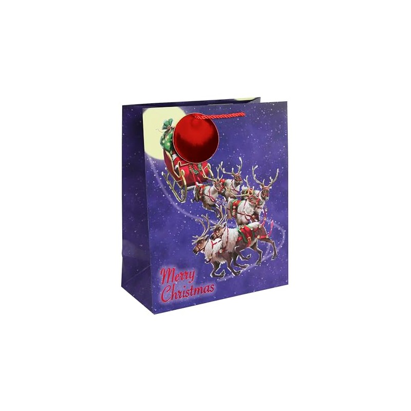 Eurowrap Christmas Traditional Flying Santa Gift Bag with Red Circle