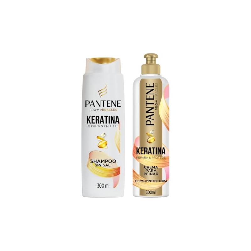 Pantene Kit Keratina Shampoo + Crema para Peinar Termoprotectora 300
