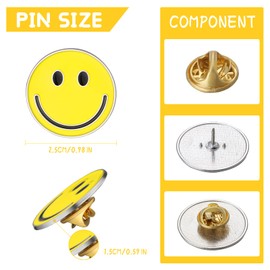 60 Pack Happy Face Lapel Pins Bulk Cute Smile Pinback Buttons Funny Teacher Pins for Students Kids Clothes Backpacks Decoration (Yellow)
