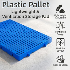 6 Pcs Plastic Pallet, Lightweight Nestable Pallet 23.6x11.8x1.18 Inch, Waterproof Breathable Ventilation Storage Pad, Free Splicing, 4500lb Load-Bearing for Garage, Kitchen, Supermarket, Basement