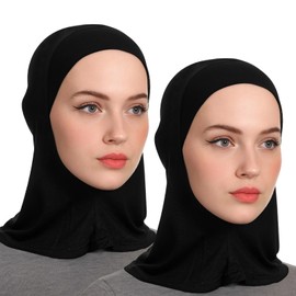 SynHHergyx Pack of 2 Modal Headscarf Hijab Undercap Women's Muslim Hijab Neck Cover Scarf Adjustable Elastic Head Scarf Sports Head Scarf