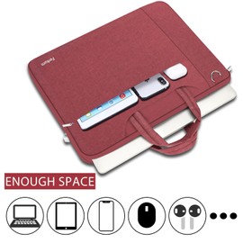 Ferkurn Laptop Bag Case Women Men Computer Sleeve with Shoulder for HP Envy Pavilion/Inspiron/Thinkpad/ASUS TUF Vivobook/MSI/MacBook/Surface,Waterproof Briefcase with Handle, Red, 15 15.6 Inch