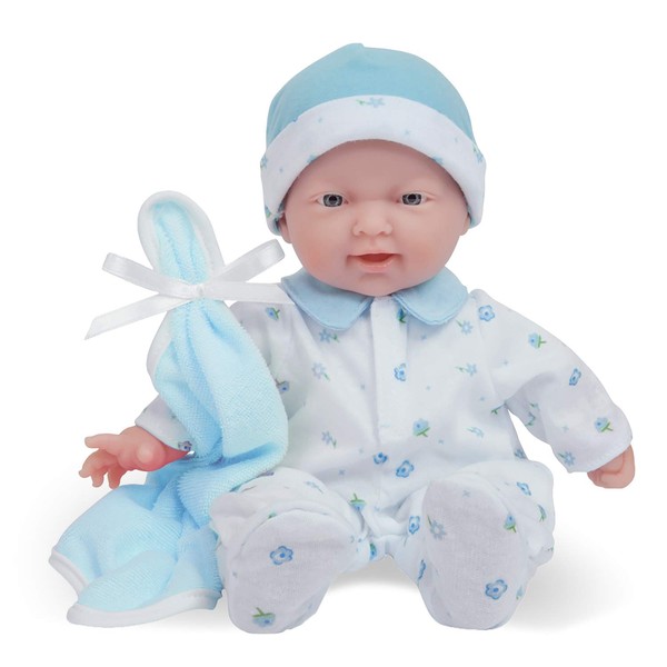 JC Toys Caucasian 11-inch Small Soft Body Baby Doll La Baby | Washable |Removable Blue Outfit w/ Hat & Blanket | for Children 12 Months +