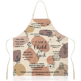 Lasnten Christian Bible Verse Apron Religious Gift for Women Waterproof Inspirational Cooking Apron with Pocket Tie Neckstrap (Simple Style)