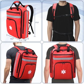 Cosell First Aid Bag Empty,EMS,EMT,Emergency Trauma Doctor Bag,First Aid Kit For Car,Home,Hiking,Camping and Travel(Red)