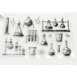 Lab science test tubes Clear Cling Stamps