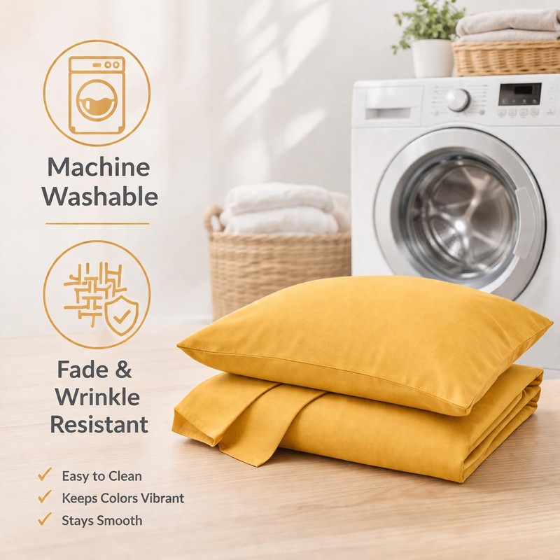 Evolive Ultra Soft Brushed Microfiber Standard Size 20"x30" Pillowcases Pair
