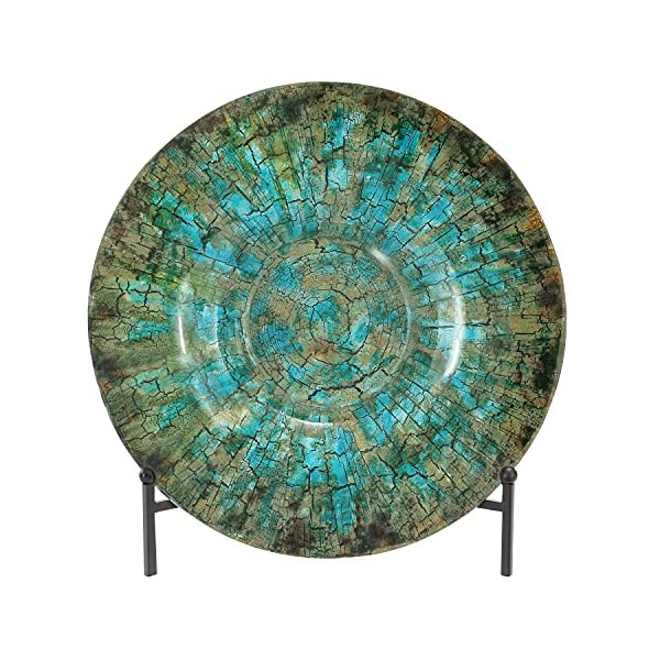Deco 79 Glam Glass Round Charger, 18" x 18" x 2", Green
