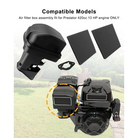 EMIHO Air Filter Box Assembly Fit for Predator 420cc 13 HP Engine Model 68306 Only, Air Cleaner Air Filter Cover Housing Assembly