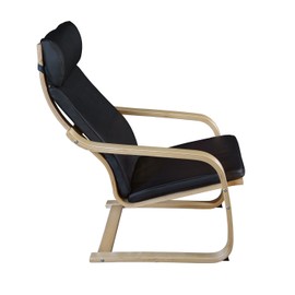 Niche Mia Bentwood Reclining Lounge Chair, 36", Natural/Black Vinyl