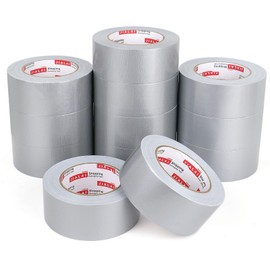 JIALAI HOME Duct Tape - 12 Roll Multi Pack - 30 Yards x 2 Inch - Strong, Flexible, Waterproof and Tear by Hand - for Home Use, Do-It-Yourself Projects and Repairs (Silver)