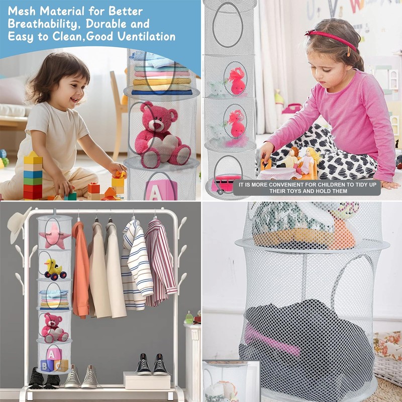 QYRDBGY 5 Tier Hanging Toy Storage Net, Foldable Soft Toy
