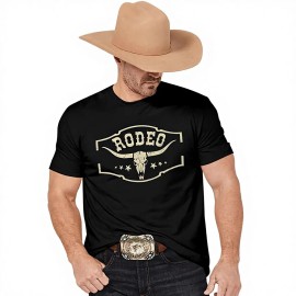 Western Cowboy Rodeo Shirts Mens Vintage Cow Skull Graphic Tees Boho Country Concert Music T-Shirts Sleeveless Cotton BlendColor: Apricot, Size: S