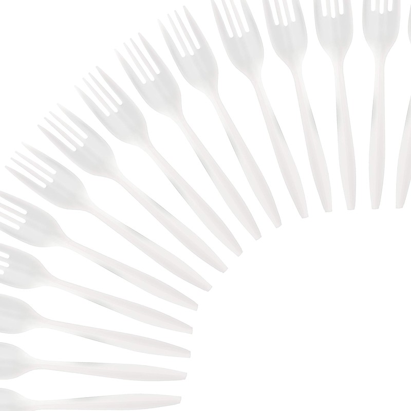 PLASTICPRO Cutlery 400 Mediumweight White Disposable Plastic Forks