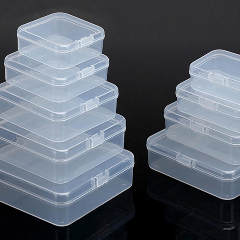 Leliafleury 9.1x5.9x2.5cm Transparent Plastic Organizer, 5Pcs Empty Mini Rectangular Storage