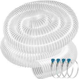 4" x 20' Heavy PVC Dust Collection Hose, Flexible Clear PVC Fume Collection Hose with Carbon Steel Wire Coil, Puncture Resistant PVC Dust Collection Hose for Dust Collectors with 4" Ports
