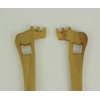 Hand Carved Wood Decorative Rhinoceros Handle Salad Server Set