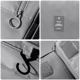 KOLZEMV Hanging Toiletry Bag, Toiletry Bag for Hanging, Women's Toiletry Bag, Toiletry Bag, Unisex Foldable Wash Bag, Cosmetic Bag, Travel Accessories with Hooks for Men and Women, gray