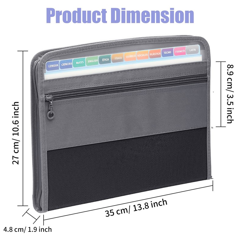 Marte Vanci Expanding File Folder A4 Document Organiser Zipper Closure