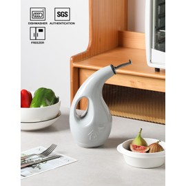 Sweejar Ceramic Olive Oil Dispenser Bottle,24 Oz Opaque Cruet Protects EVOO Oil to Reduce Oxidation, Suitable for Storage Vinegar, Coffee Syrups, Liquids (Gray)