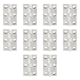 Tabanzhe 10 Pieces 6 Holes Stainless Steel Door Hinges - Durable Aluminum Core Folding Butt Hinges for Window, Cabinets, Closet, Hardware and Furniture