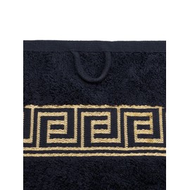 Julie Julsen Chemical-Free Hand Towel 600 g/m² Black/Gold 50 x 100 cm 100% Cotton Oeko Tex Std 100 Certification Soft and Absorbent Machine Washable