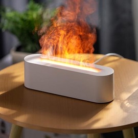 Difusor de Aceites Esenciales y Humidificador para Aromaterapia, 3 en 1 Difuso r de Aroma de Llama, Aceites Difuso r 2 Modos De Luz, Humificador de...