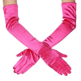 DreamHigh Women's Evening Party 21" Long Satin Finger Gloves (Rose)