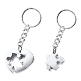 Ethlomoer Couple Keyrings Jigsaw Puzzle Matching Keychains,Stainless Steel Couples Keyrings for Men and Women, Perfect Family or Friendship Keyrings for Women